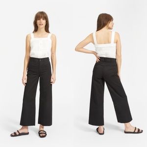 The Lightweight Wide Leg Crop Chino, Black, Sz 10